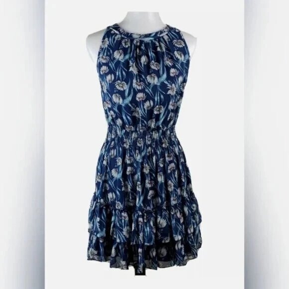 Foxiedox Women's Sleeveless Ruffle Blue Floral Print Dress Size S NWT $135.70 - Picture 5 of 11